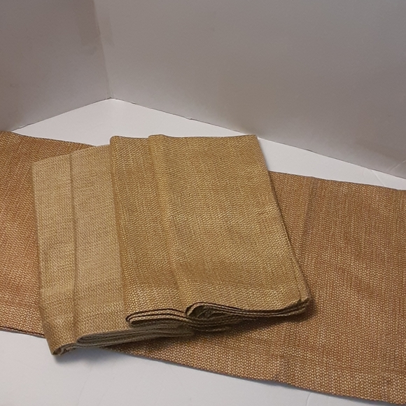 NAPKINS WOVEN GOLD BROWN TEXTURED ULTRA Luxury LARGE NEW (5) - Picture 4 of 6
